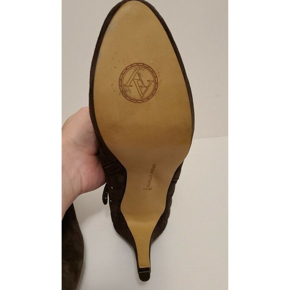 Adrienne Vittadini Women's Studded Brown Kid Suede Fine Leather Upper Heels 11 M - Picture 11 of 12